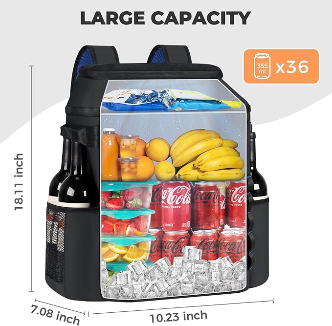 Heytrip Backpack Cooler 36/54 Cans Insulated Waterproof Cooler Bag for 20 Hours Cold Retention, Leak-Proof Camping Cooler with Multi-Compartments