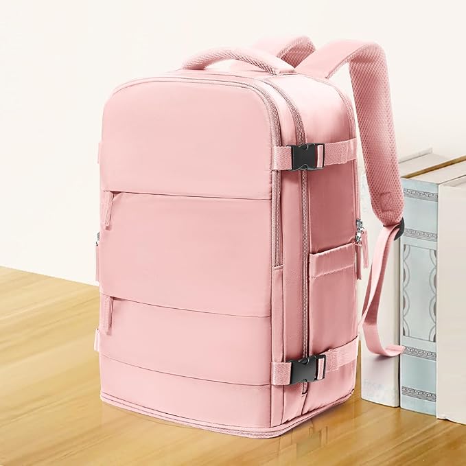 coowoz Travel Backpack Carry On for Women Man Gym Backpacks with Laptop Compartment Mochila de Viaje Teacher Personal Item Backpack Airplane Accessories Must Haves Pink Small