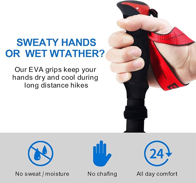 BISINNA Collapsible Trekking Hiking Poles- 2 Pack Folding Aluminum Walking Sticks with Quick Lock System 4 Season Accessories,Telescopic, Adjustable, Lightweight for Men Women