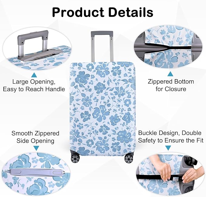 Pink Dino Suitcase Luggage Cover, Thick Suitcase Cover for Carry on Luggage Protector Fits 18-30 Inch Case