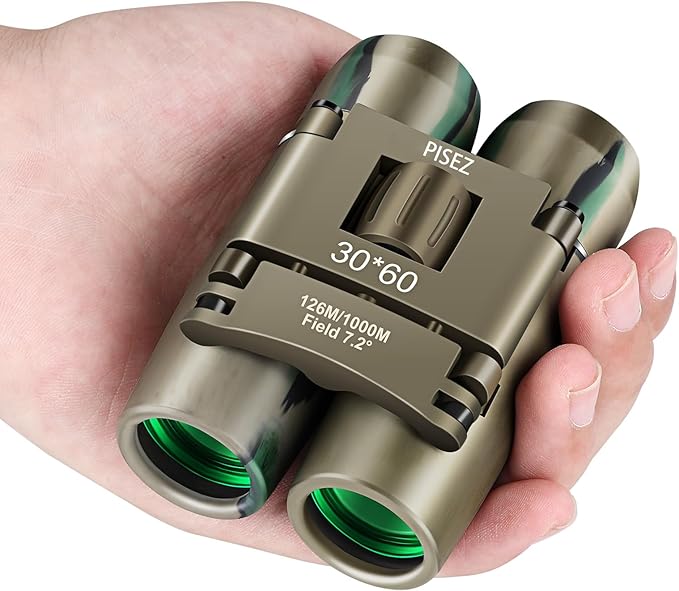 PISEZ 30X60 Compact Binoculars for Adults and Kids，Lightweight Foldable Easy Focus Small Binoculars for Bird Watching Hunting Concert Traveling Theater Opera Sightseeing