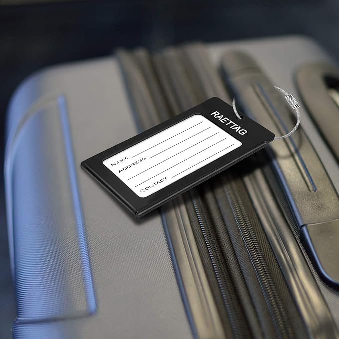 Luggage Tags Metal Suitcase Tags Travel Bag ID Identifier Luggage Tag (Black 4Pack)