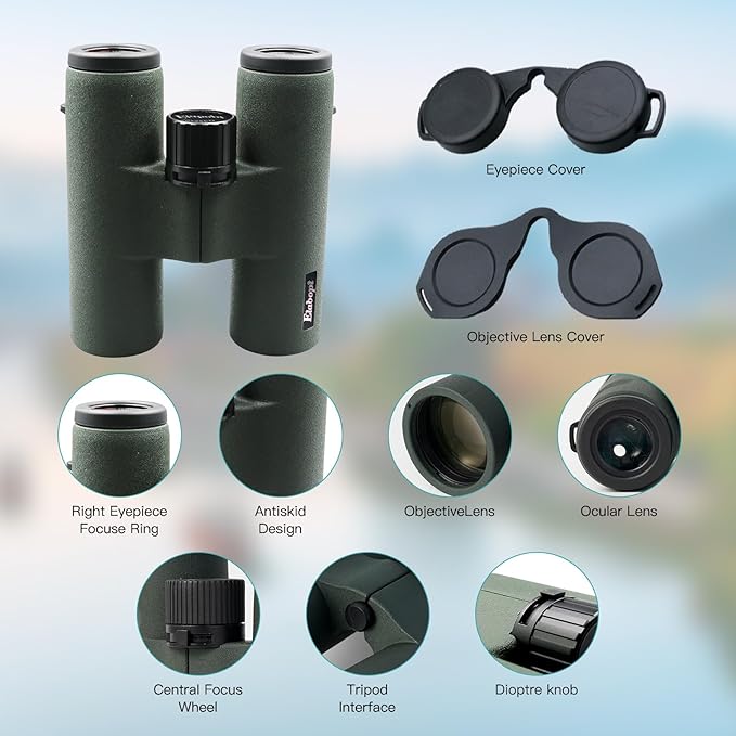 8x42EDII Compact Binoculars for Adults – High-Powered BAK4 Prisms, Diamond White Coating, Waterproof & Fogproof, Rubber Armored – Ideal for Bird Watching, Hunting, Travel, Outdoor Sports