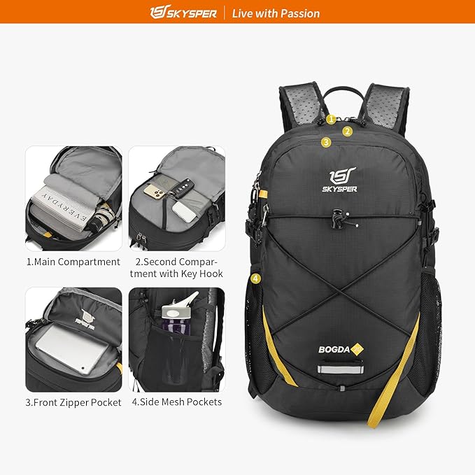 SKYSPER Small Hiking Daypack, 20L Lightweight Travel Backpacks Day Hike Pack with Waist Strap for Women Men