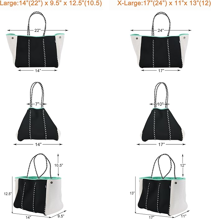 QOGiR Neoprene Multipurpose Beach Bag Tote with Inner Zipper Pocket … … … …