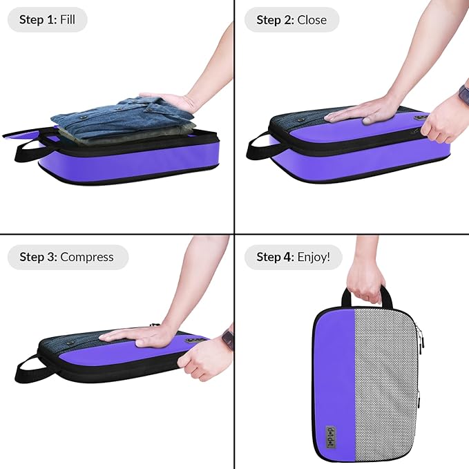 Large Compression Packing Cubes for Travel - 5 Pcs set of Packing Cubes Compression, Carry on Suitcase Organizer Bags - Travel Cubes Organizer Bags for Luggage