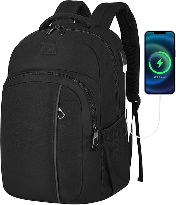 LARIPOP Extra Large Backpack,17.3 Inch Business Laptop backpack for Men Women with USB Charging Port,Water-Resistant Laptopack Weekender Daypack for Work College Computer