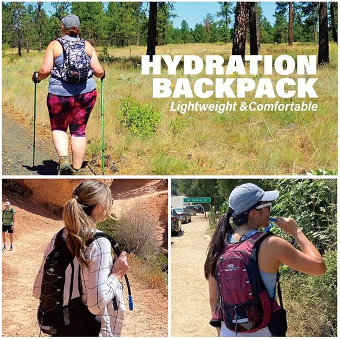 15L Insulated Hydration Backpack Pack with 2L Water Bladder Lightweight Hiking Backpack Bag for Women Men Daypack for Hiking Running Festival Camping Biking