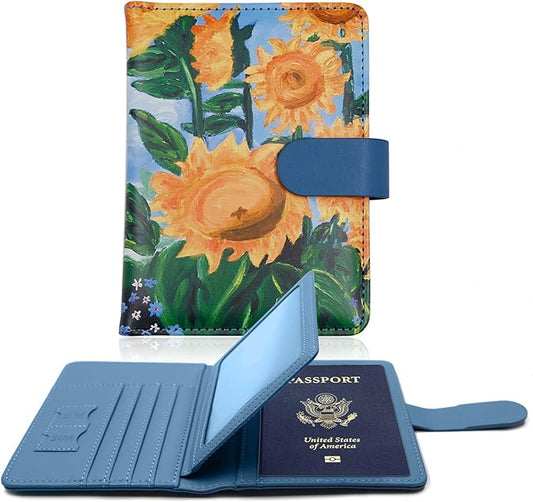 Melsbrinna Rfid Passport Holder for Travel women/Men, Cute Passport Wallet Rfid Blocking Card Slots, Rfid Passport Cover/CaseTravel Wallet, Passport Book Holder (1, Blue2)