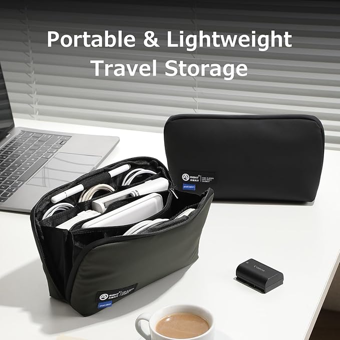 RIGHT AWAY Electronic Organizer,Waterproof Travel Accessories Storage, Tech Pouch for Cord, Power bank, Airpods, Daily Items