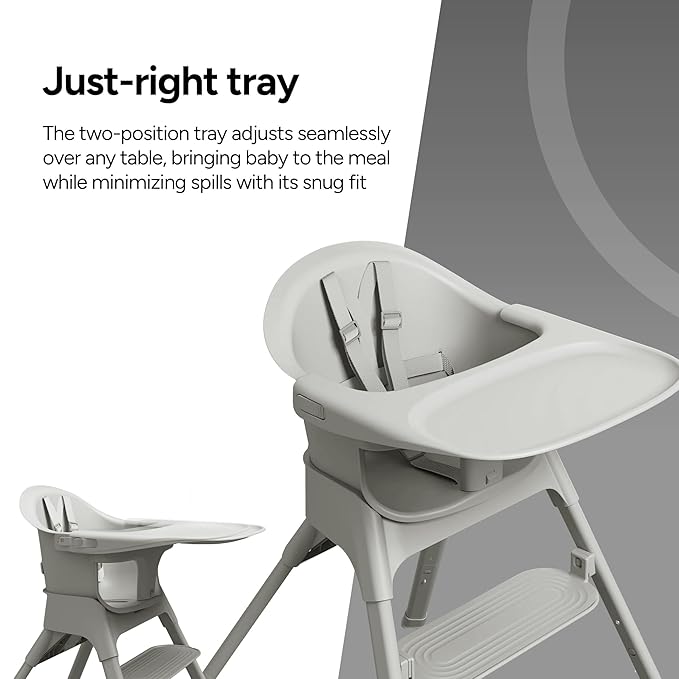 Mompush Olli 7-in-1 Convertible High Chair for Babies and Toddlers – Adjustable Height & Footrest, Dishwasher-Safe Tray, Compact Foldable Design for Easy Storage & Travel, Lightweight Yet Durable