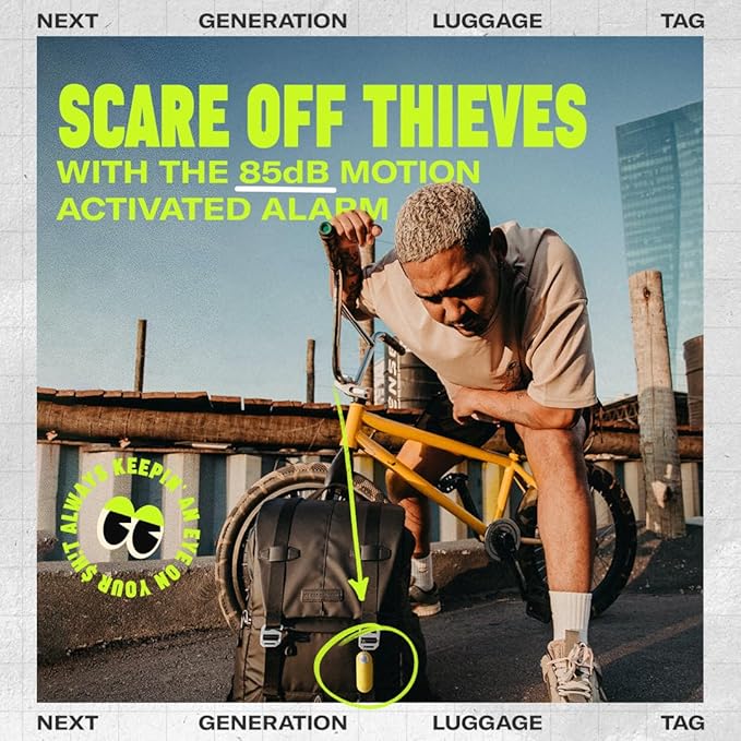 Knog Scout iOS Smart Tag, Tracker & 85d Alarm – Rechargeable Luggage Tag Compatible with iOS App & Apple Find My, Digital Contact Info, Remote Chime, Low Battery Alerts, Water-Resistant, Black