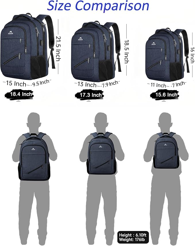 MATEIN Extra Large Laptop Backpack for Men, 50 L Travel Carry On TSA Approved Backpack with USB Port & Trolley Sleeve, Waterproof Business Work Bag Fits 18.4 Inch Computer Notebook, Dark Blue