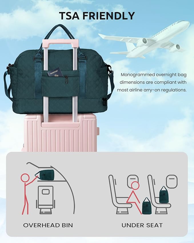 Gifts for Women-Initial Kids Duffel Bags with Shoe Compartment, Women Weekender Bag, Monogram Overnight Bag for Women, Letter Travel Bag with Makeup Bag Bride Gifts Birthday Gift (Letter I)
