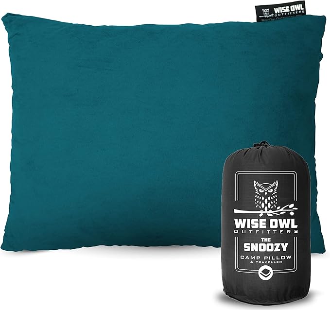 Wise Owl Outfitters Camping Pillow – Memory Foam Travel Pillow for Airplane Sleeping, Hiking, Backpacking & Outdoor Use - Small & Portable for Adults, Car, Camp & Tent