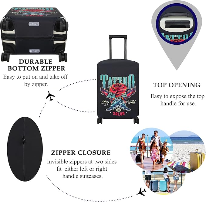 Explore Land Travel Luggage Cover Suitcase Protector Fits 31-32 Inch Case (Blade Rose, XL)