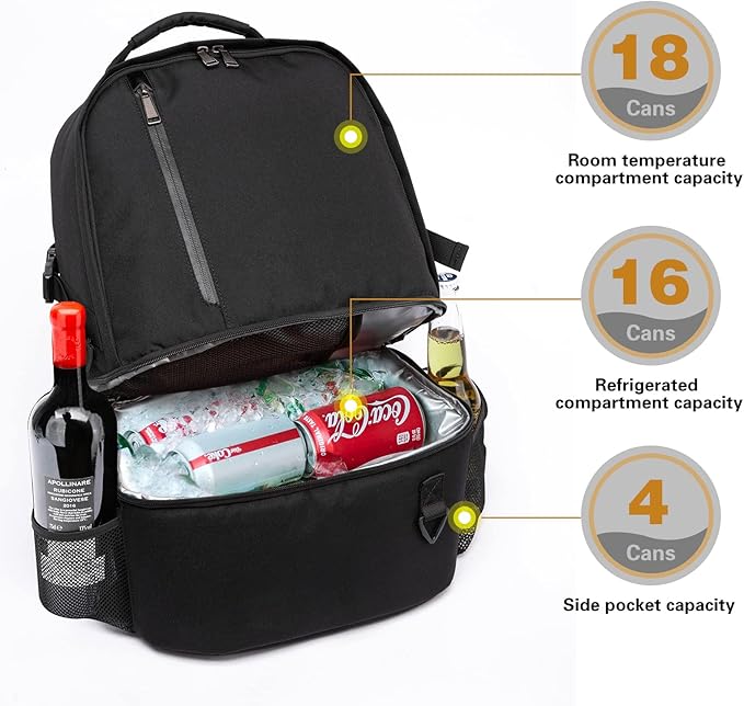 TUGUAN Insulated Cooler Backpack 38 Cans Double Deck Leakproof Lightweight Soft Lunch Backpack Small Cooler Bag Beach Picnic