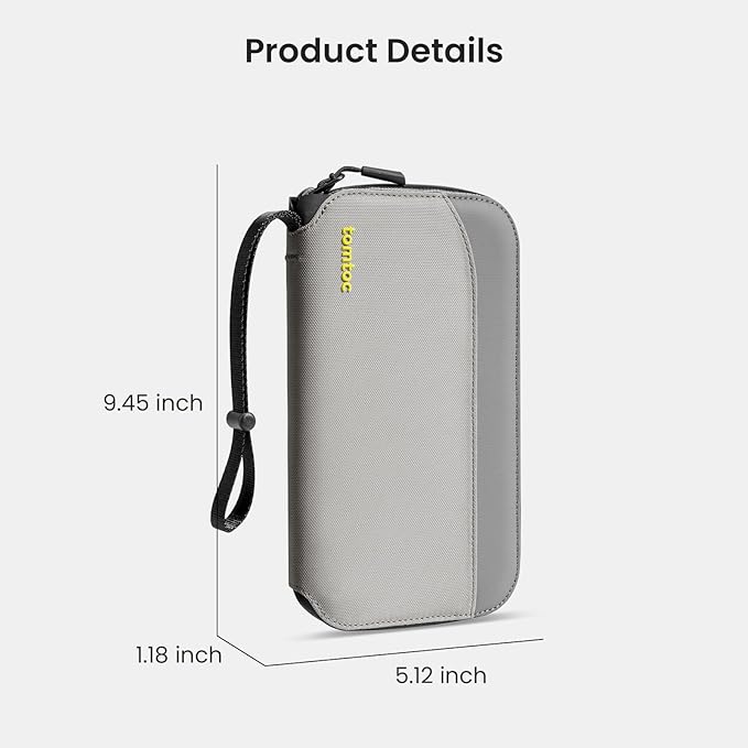 tomtoc Passport Holder Family with RFID Blocking, Passport Wallet Women Men, with Airtag & Sim Card Holder and Eject Pin, Travel Document Organizer with Wrist Strap, Up to 4 Passports, Water-resistant