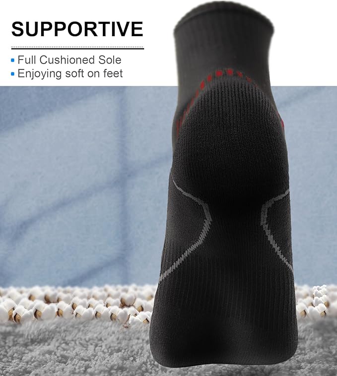 BULLIANT Compression Socks for Men 6Pairs, Athletic Crew Socks Cushioned For Men Sports Running-Arch Support