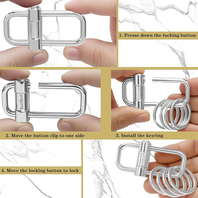 Key Chain, Heavy Duty Lock Key Ring Keychain Clip Key Holder Organizer for Home Car Keys Women Men