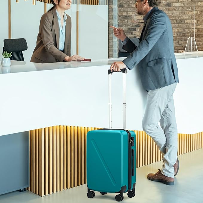 MILADA Carry On Luggage 22x14x9 Airline Approved With Wheels 20 inch Carry On Bag Hard Case Luggage TSA Approved Carry On Suitcase Rolling Luggage For Women Men,Caribbean Blue