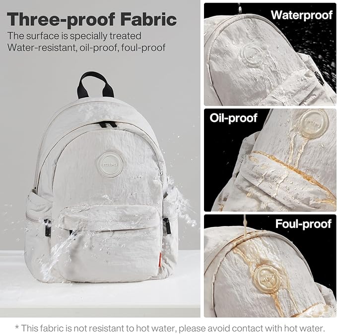 mixi Outdoor Lightweight Backpack Casual Carry On Laptop Backpack Travel Bookbag for Women Men, Water Resistant Durable Hiking Bag for Camping Weekender Sports College Work, 17 Inch, Light Gray