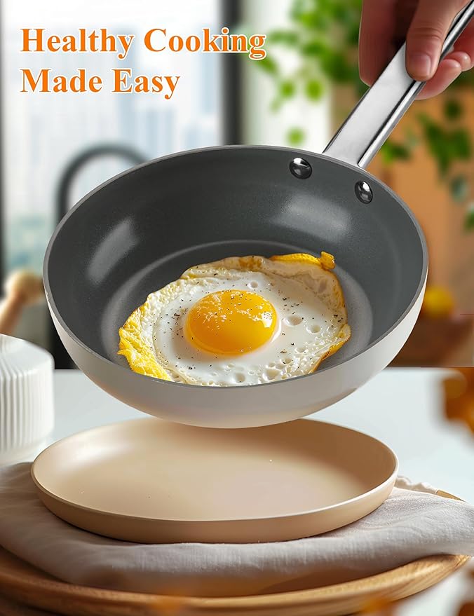 ChefRobot Nonstick Ceramic Cookware Set Healthy Pots And Pans Set Induction Kitchen Cookware sets Non Toxic Pots And Pan Set,PFOA ＆ PTFE Free (18 pcs)