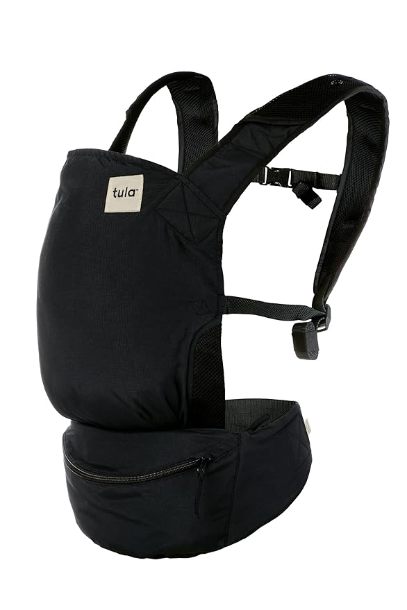 Baby Tula Lite Compact Baby Carrier, Ultra Compact and Lightweight, Convenient Carry Pouch, Ergonomic and Multiple Positions for 12 – 30 pounds - Black