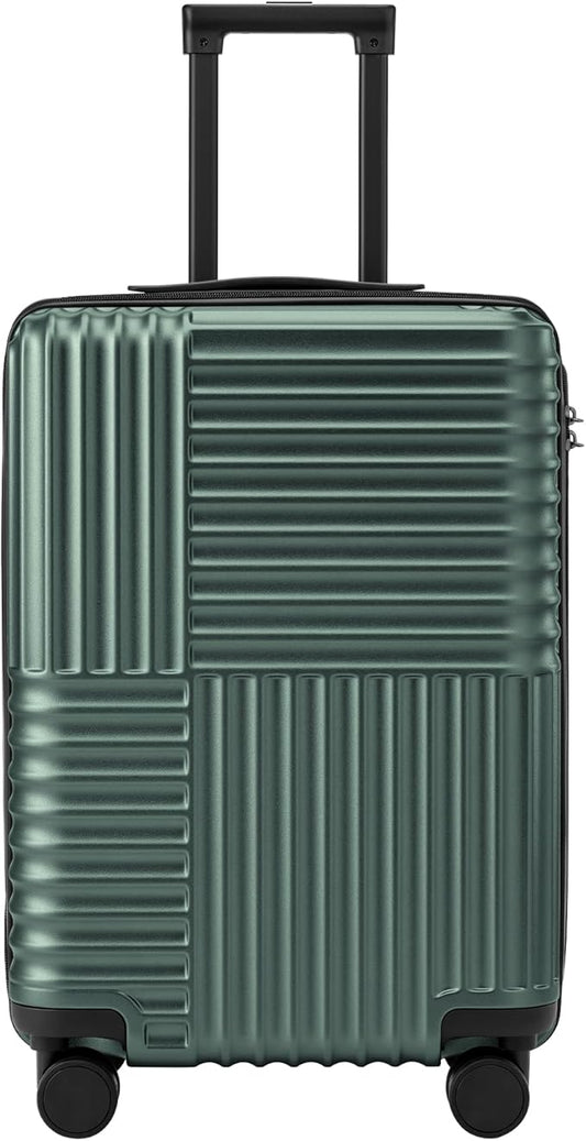 NINETYGO Carry On Luggage 22x14x9 Airline Approved, 20 Inch Luggage with Smooth Double Spinner Wheels, Hard Shell PC+ABS Suitcase Carry-On, Lightweight Travel Luggage, TSA Approved (Green, Himalayas)