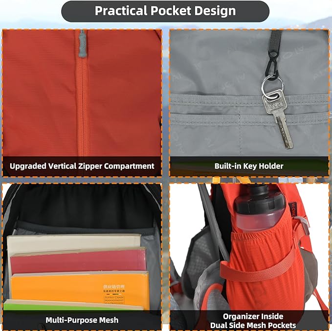 22L Hiking Backpack Lightweight Durable Waterproof Ventilated & Sweat-Wicking Internal Frame Multi-Purpose Daypack for Men & Women, Camping, Hiking, Travel, and Cycling