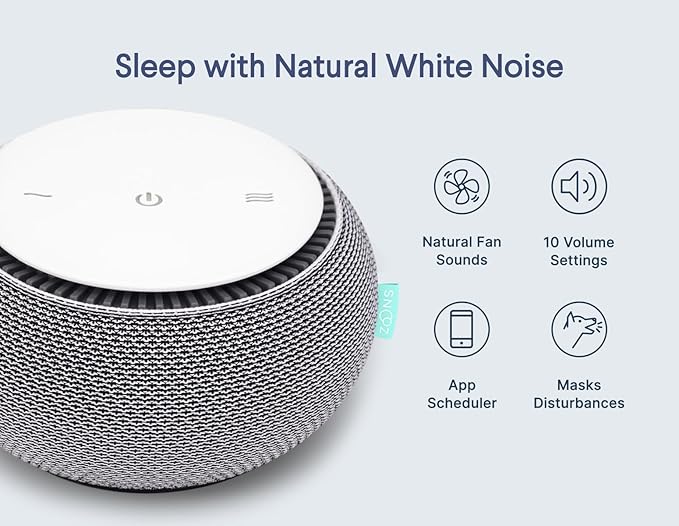 SNOOZ Smart White Noise Sound Machine - Real Fan Inside for Non-Looping White Noise, Sleep Aid for Adults, Travel, Sleeping, Bedroom, Portable, Baby Registry Essential - Cloud