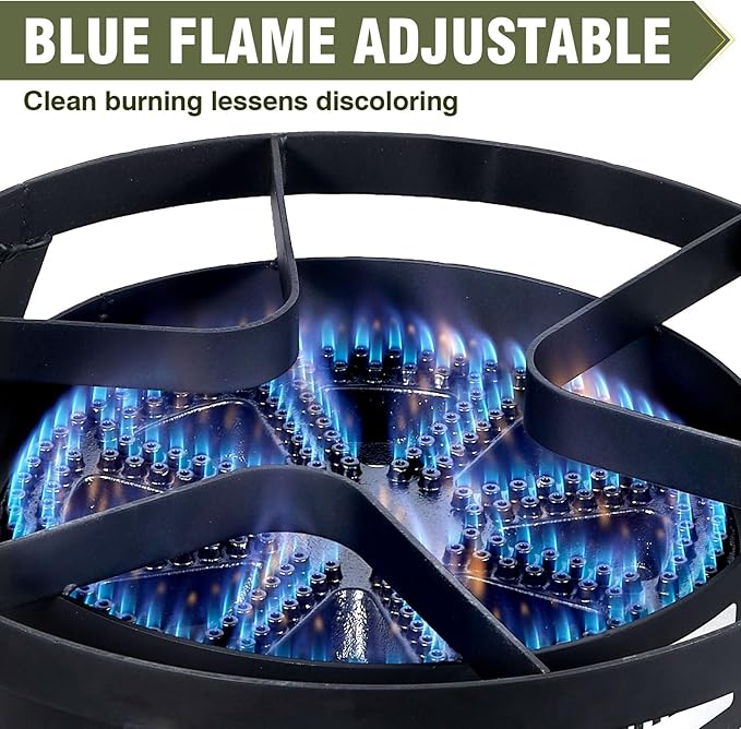 Bestfire 16" Single Propane Burner Camping Stove with Steel Braided Hose 200,000 BTU for Frying, Camping, Home Brewing and Turkey Frying