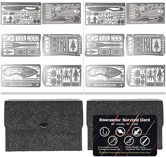PSKOOK 12 Pcs Survival Multitool Card Emergency Camping Tool EDC Kit in Your Wallet Outdoor Hunting Fishing Hiking Gear