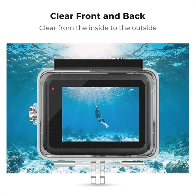 K&F Concept 60M/196FT Waterproof Case for GoPro Hero 13 Black, Protective Underwater Diving Housing for Go Pro 12/11/10/9 Black Accessories,Waterproof Action Camera Shell