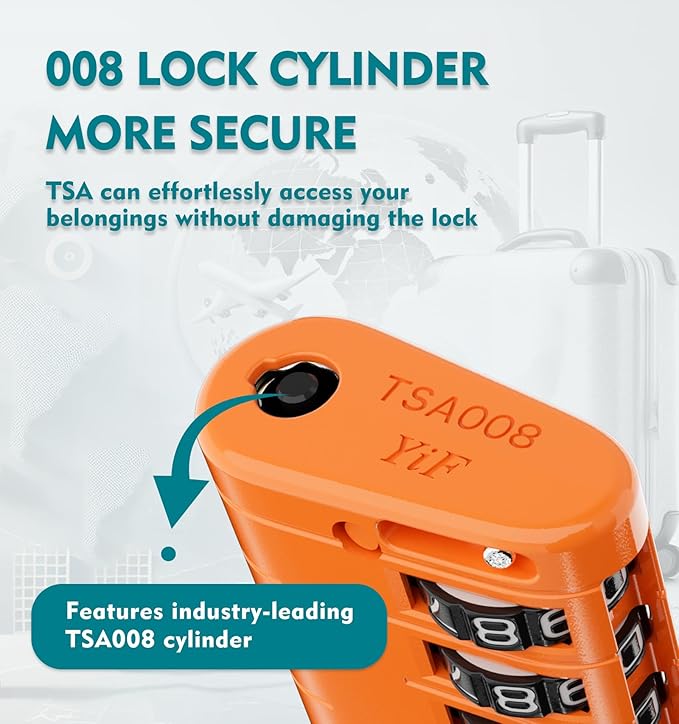 ANVIL TSA Approved Luggage Locks – High Security TSA008 Combination Travel Locks with Inspection Indicator for Suitcases and Backpacks. (2, Orange)