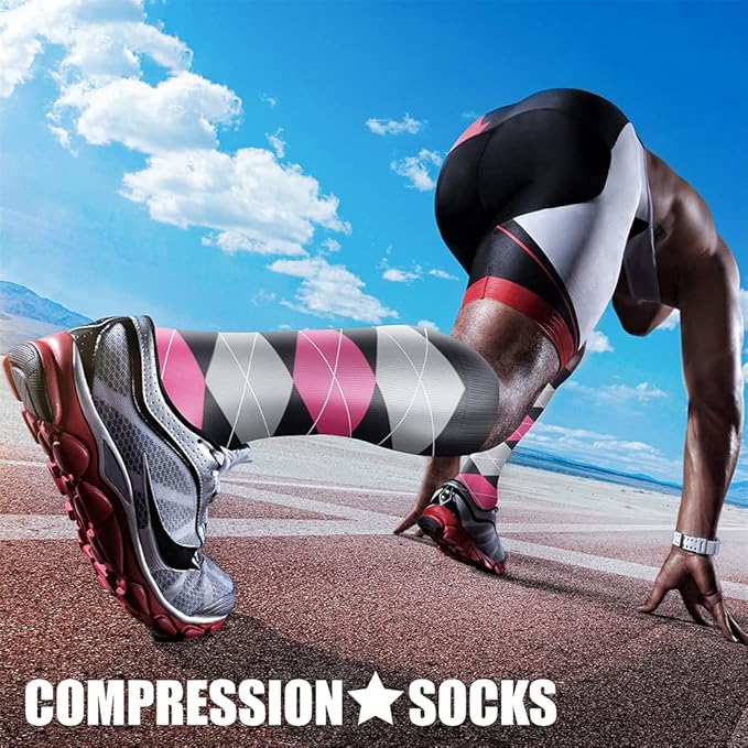 CHARMKING Compression Socks for Women & Men Circulation (3 Pairs) 15-20 mmHg is Best Support for Athletic Running Cycling