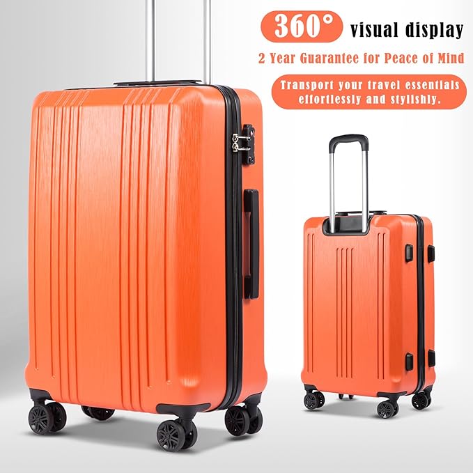 Coolife Luggage Expandable Suitcase PC+ABS 3 Piece Set with TSA Lock Spinner 20in24in28in