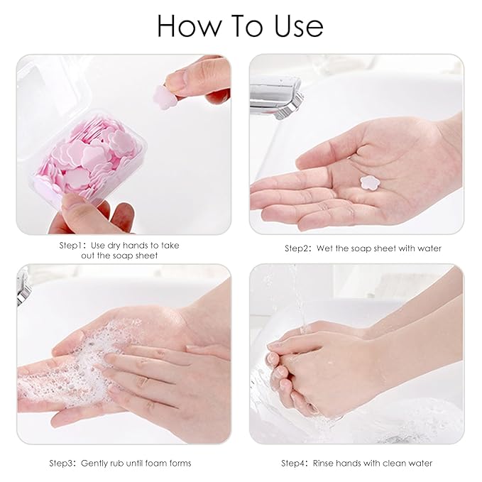 300pcs Portable Hand Washing Soap Sheets, Scented Mini Soap Sheets, Disposable Soluble Soap for Outdoor Travel, Camping, Hiking (Yellow)