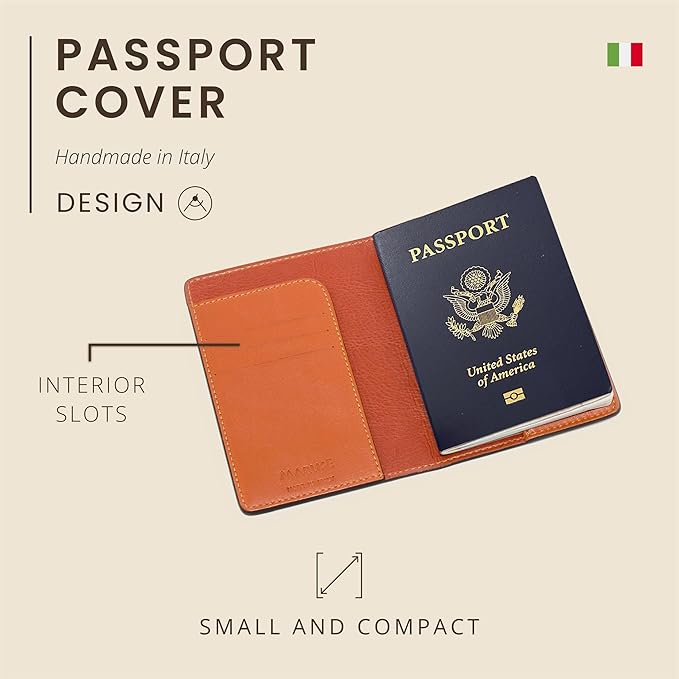 Maruse Italian Leather Passport Cover for Men and Women, Handmade in Italy