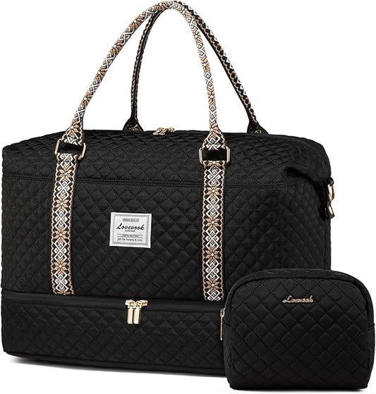 LOVEVOOK Travel Duffle Bag,Weekender Bags for Women with Shoe Compartment，Carry on Overnight Bag with Toiletry Bag,Gym Duffel Bag with Wet Pocket, Hospital Bags for Labor and Delivery