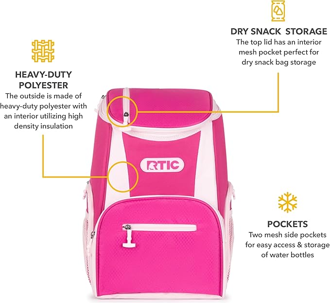 RTIC 15 Can Lightweight Backpack Cooler Soft Insulated Portable Bag for Lunch, Beach, Drink, Beverage, Travel, Camping, Picnic, Car, Hiking,