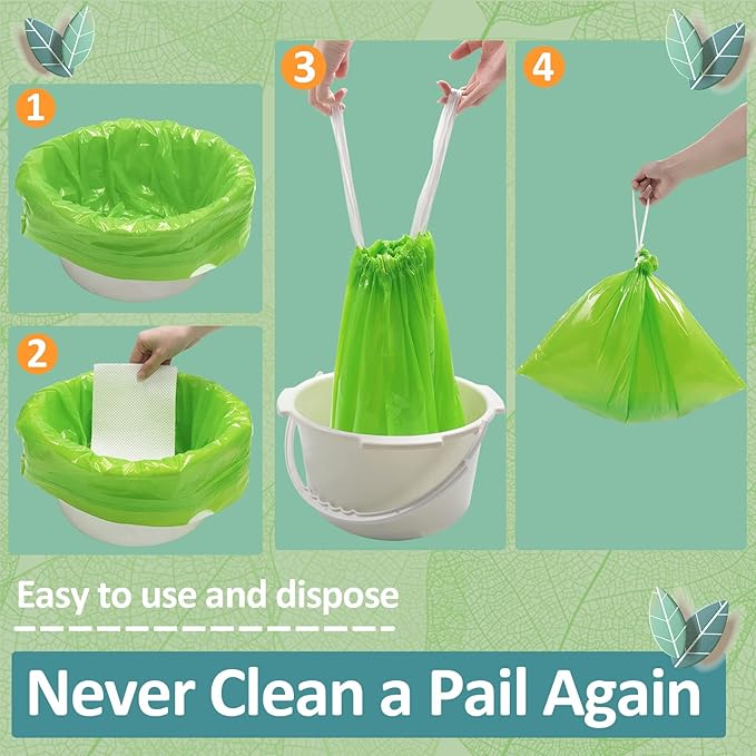 Commode Liners for Bedside Commode Vanilla Scented 150pcs Disposable Bags Universal Fit Most Standard Toilet Chair Bucke