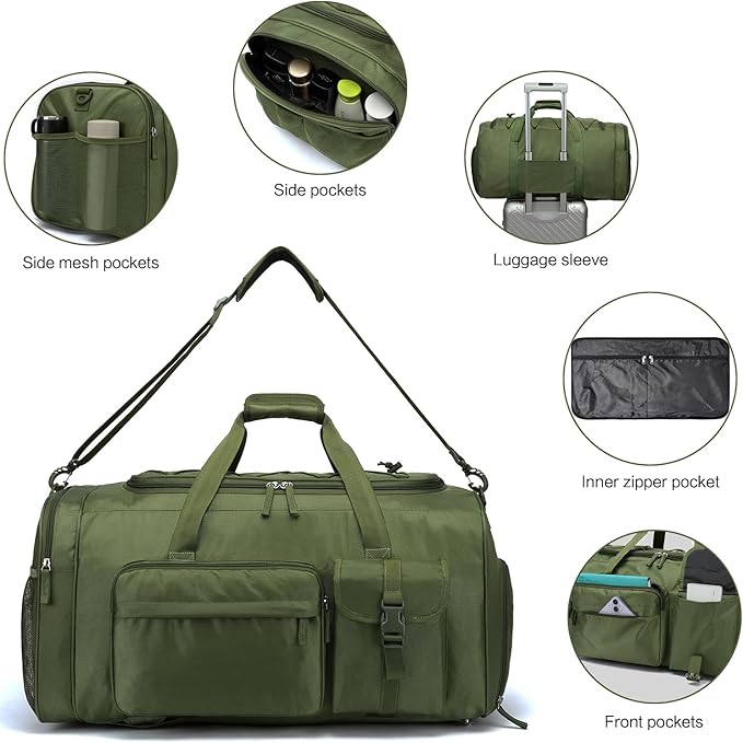 Lyweem Large Duffle Bag Backpack for Travel, 70L Heavy Duty Gym Duffel Bag with Shoes Compartment for Men & Women, Weekender Overnight Sports Backpack for Traveling