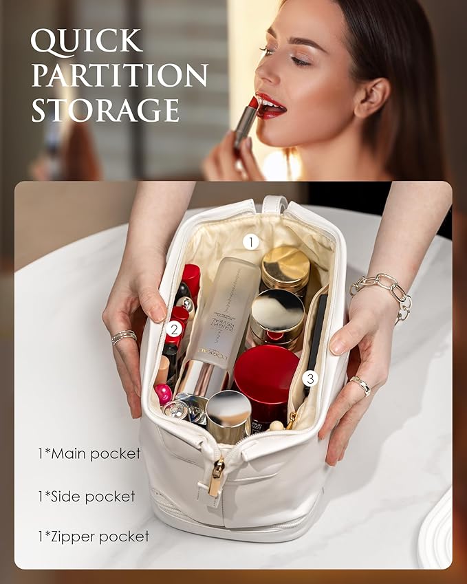 Gifts for 10 11 12 13 14 15 16 17 18 Year Old Girls, IMakeup Bags, Personalized Double Layer Cosmetic Bag with Makeup Brush Organizer, Gifts for Women Girlfriend Friends Female Mom Sister