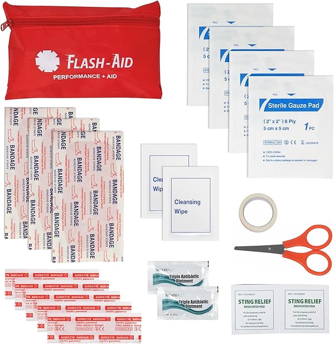 Mini First Aid Kits – 12-Pack Bulk Travel Emergency Kits in Reusable Pouches – Compact First Aid Supplies for Events, Corporate Gifts, Giveaways, Workplaces, Outdoor Use, School & Car Safety