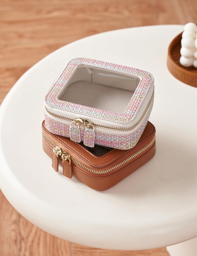 Popvibe Clear Makeup Bag Travel Cosmetic Case Transparent Toiletry Bag with Zipper, Portable Make Up Organizer Traveling Compact Car Bag for Essentials