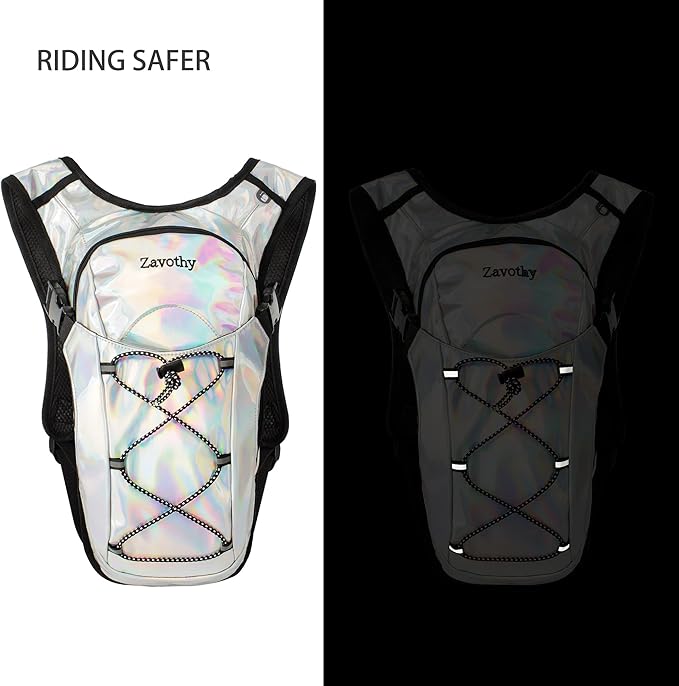 Reflective Hydration Backpack, Hydration Pack - Water Backpack with 2L/3L Hydration Bladder, Essential for Festivals - Rave Hydration Pack for Hiking, Running, Cycling, and Festivals