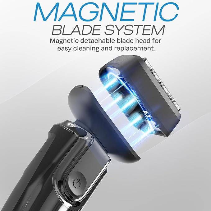 HUMMINGBIRD MK7 Premium Foil Face Shaver, Four Blade Foil Shaver with Long Hair Leveler, Electric Razor for Men, Waterproof Wet & Dry Shave, Cordless USB-C Rechargeable, LED Display, Travel Case