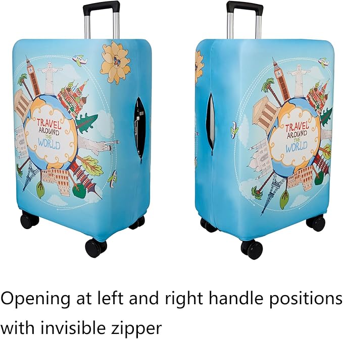WUJIAONIAO Travel Luggage Cover Baggage Suitcase Cover Protector Skins 18-32 Inch (ocean, M (for 22-24 inch luggage))