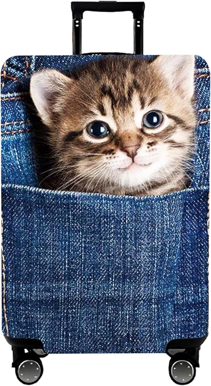 WUJIAONIAO Travel Luggage Cover Baggage Suitcase Cover Protector Skins 18-32 Inch (Cat B, M (for 22-24 inch luggage))